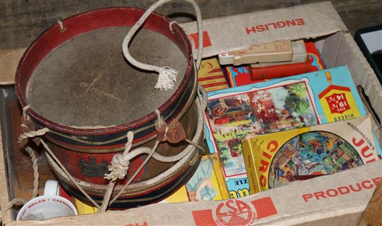 Boys drum, games, bottle etc
